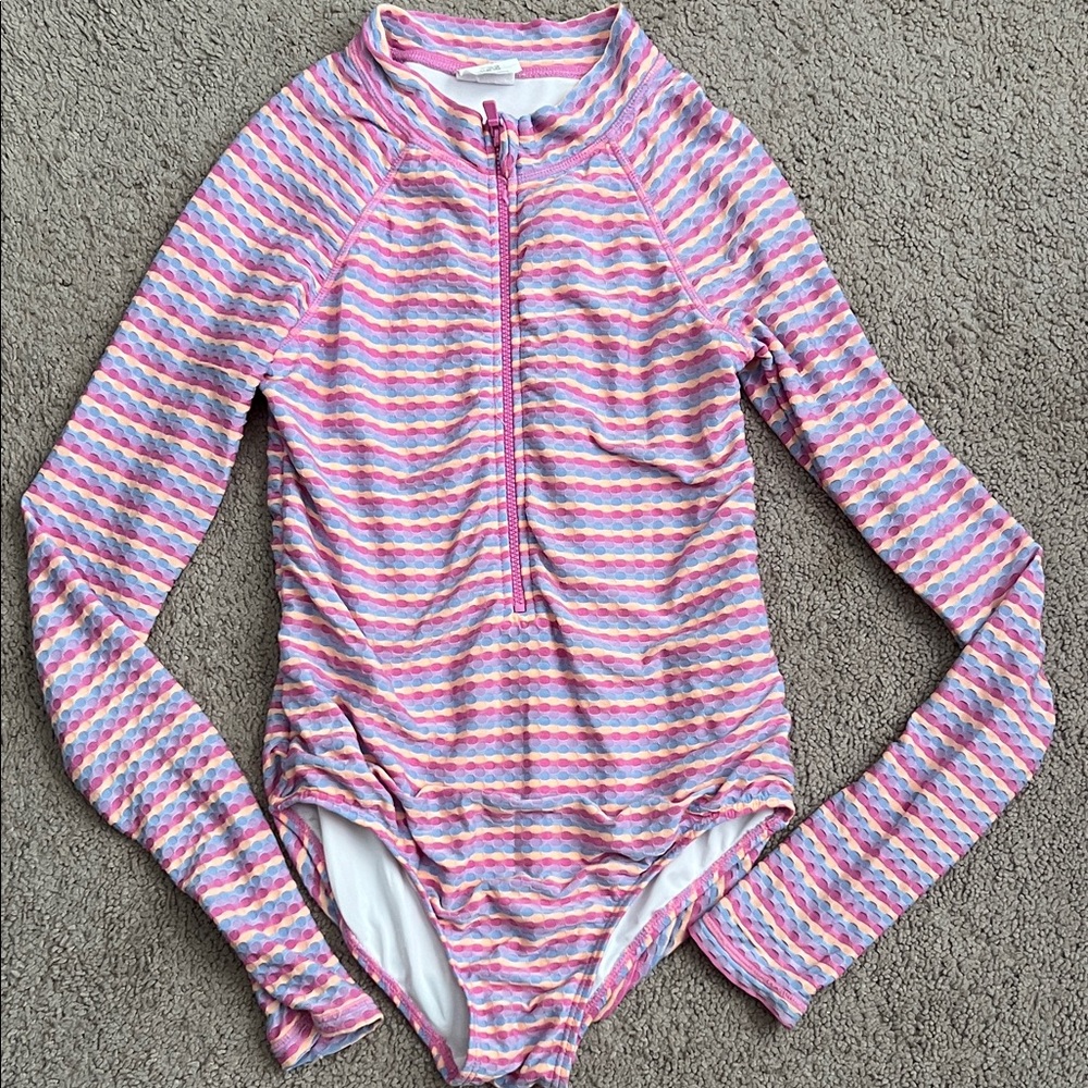 Cotton On Pink and Blue Striped Kids Rashguard